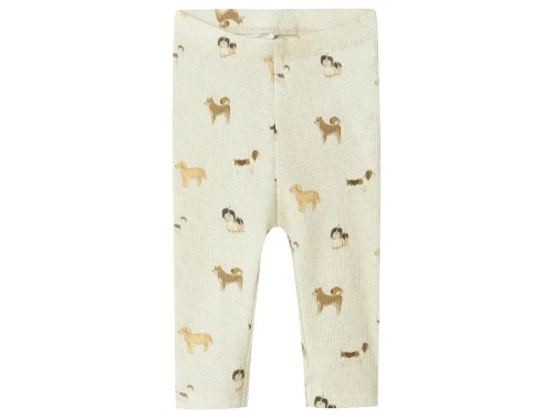 Name It long john peyote melange med hunde- leggings i råhvid med print af hunde